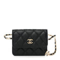 Caviar Quilted Bow Belt Bag Black