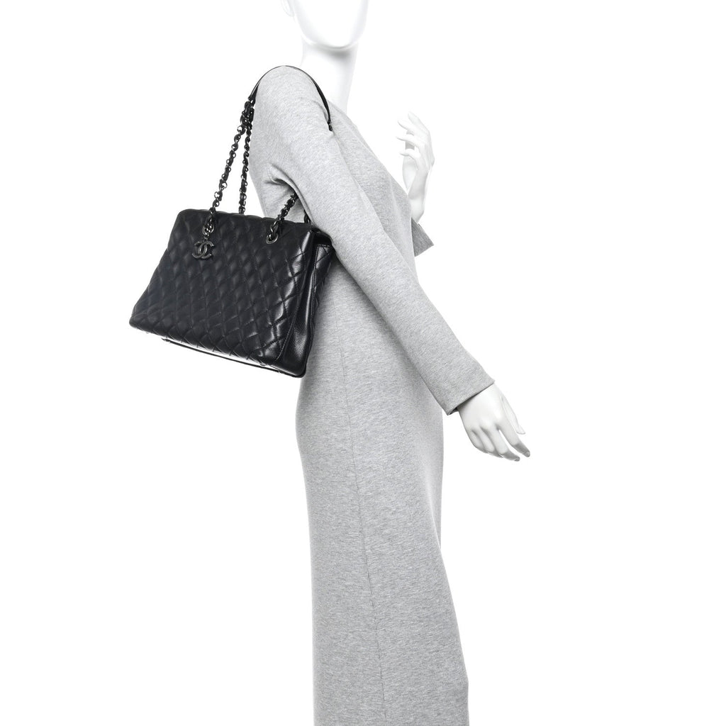 Chanel Caviar Quilted Small City Shopping Tote Black