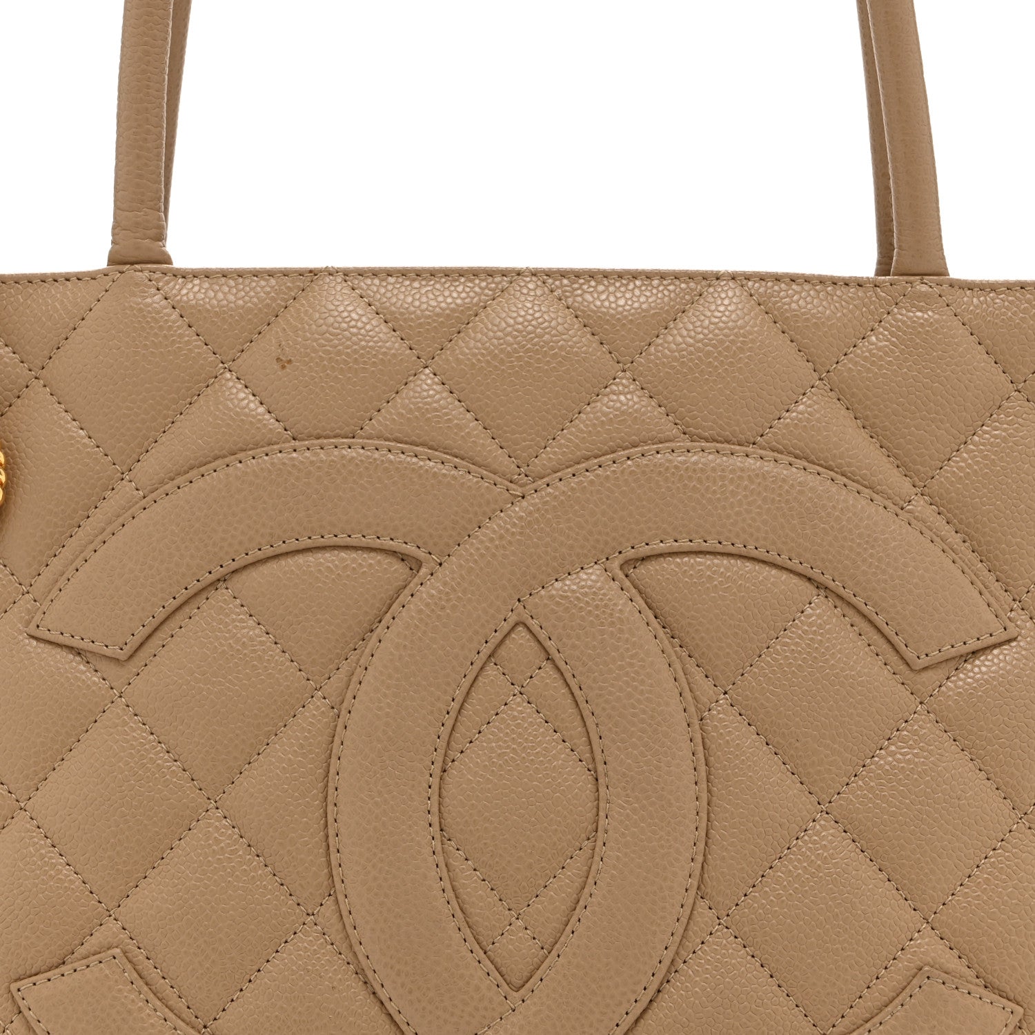 Chanel Caviar Quilted Medallion Tote Beige