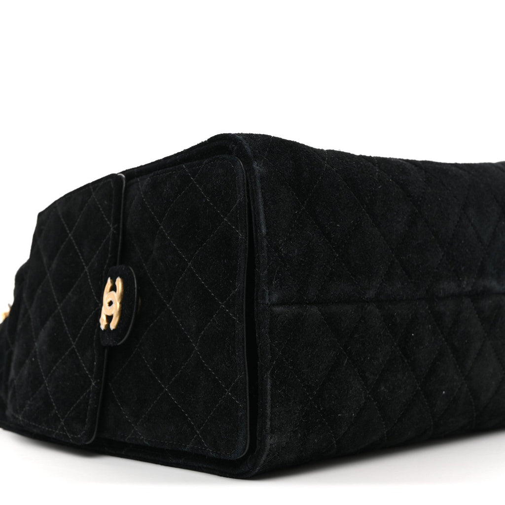 Chanel Suede Quilted Medium Chanel 25 Handbag Black