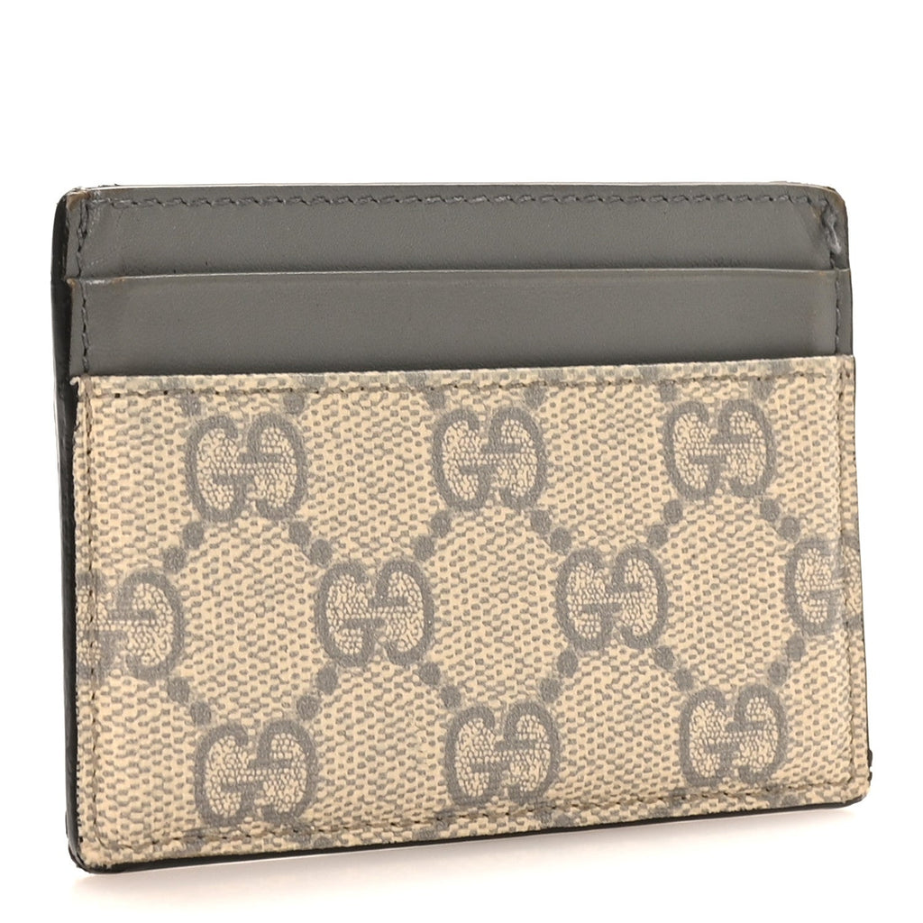 Gucci GG Supreme Monogram Calfskin Card Holder Beige Grey