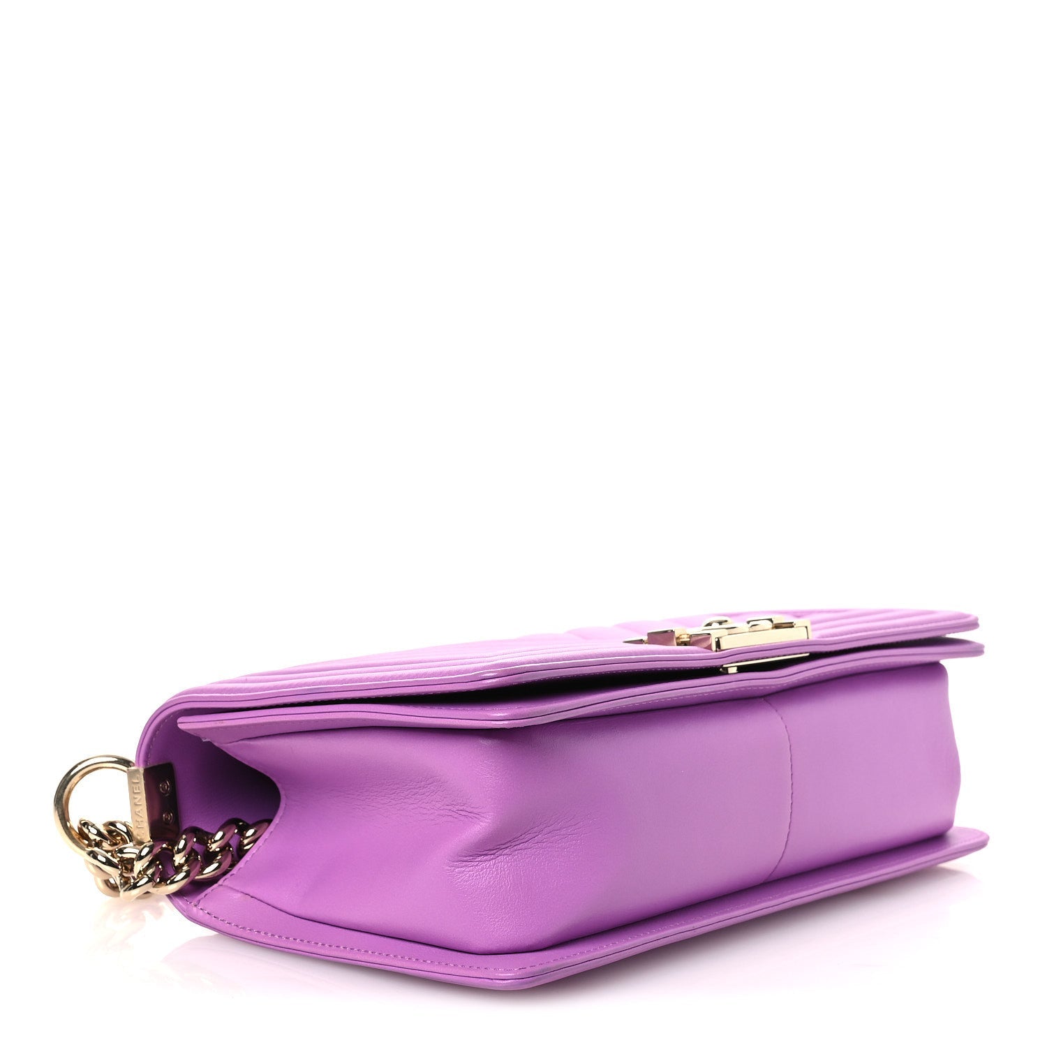 Chanel Lambskin Chevron Quilted Medium Boy Flap Purple