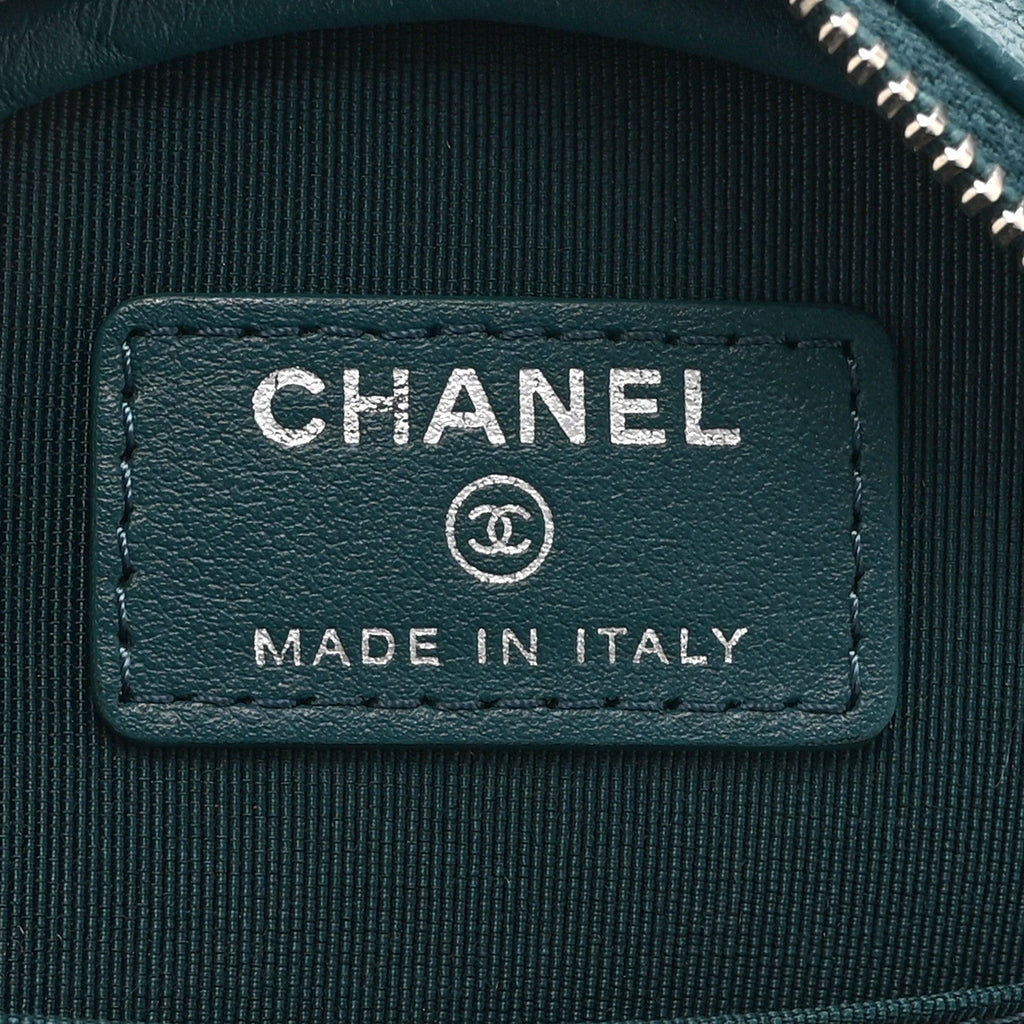 Chanel Caviar Quilted Round Clutch With Chain Green