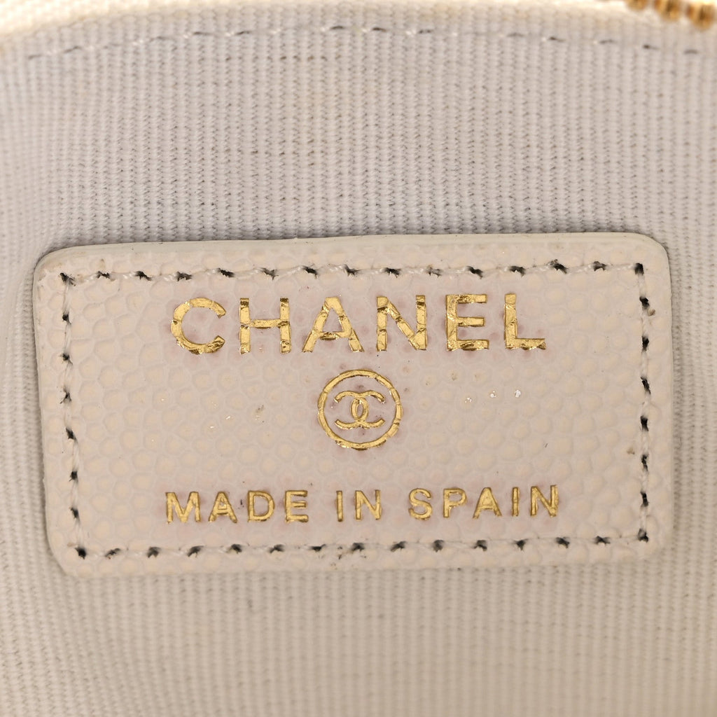 Caviar Quilted Small Cosmetic Case White
