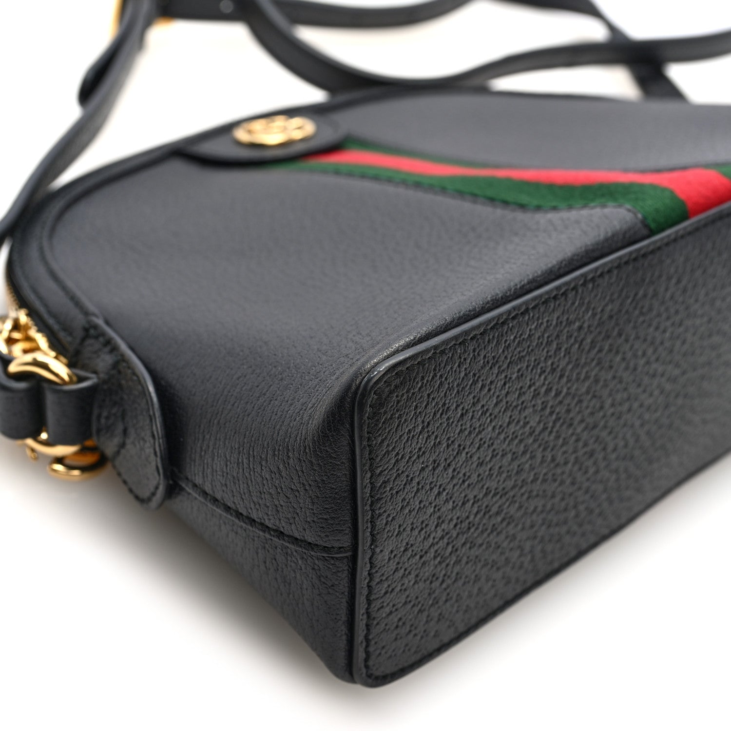 Gucci Calfskin GG Web Small Ophidia Dome Shoulder Bag Black