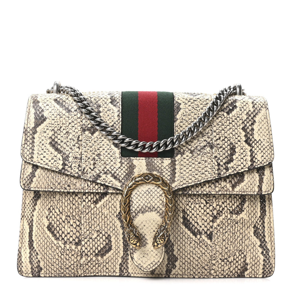 Gucci Snakeskin Web Medium Dionysus Shoulder Bag Natural