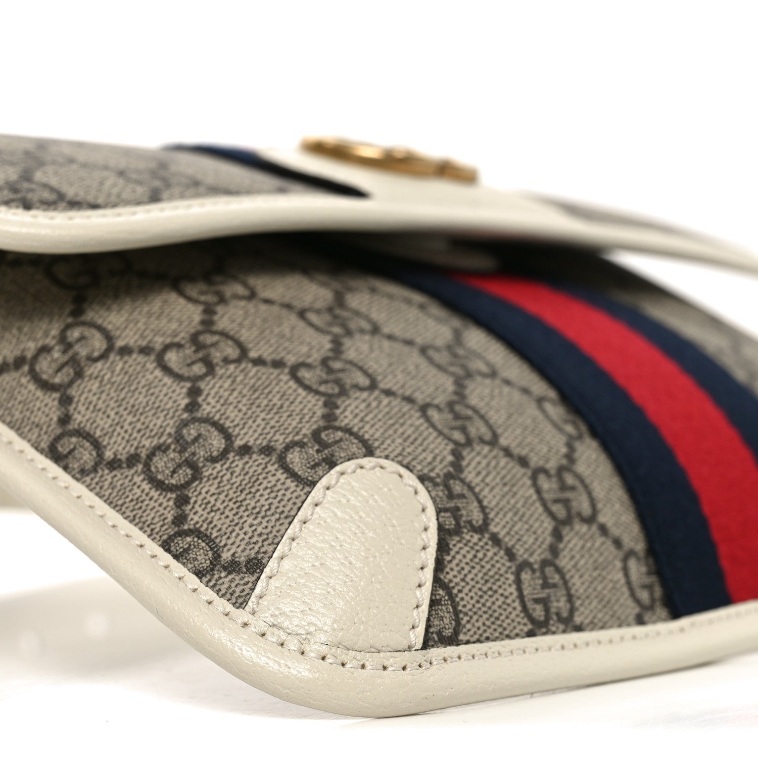 Gucci GG Supreme Monogram Web Small Ophidia Belt Bag 85 34 Beige Ebony White