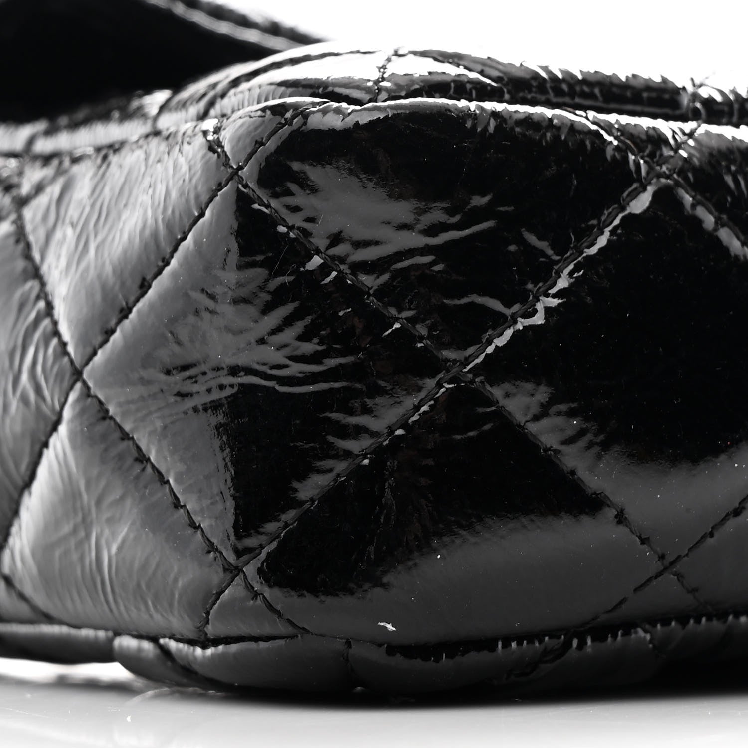 Chanel Crinkled Patent Quilted East West Flap Black
