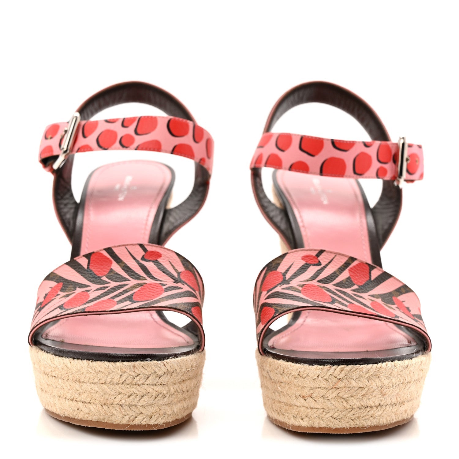 Louis Vuitton Monogram Jungle Dots Espadrille Wedge Sandals 39.5 Sugar Pink Poppy