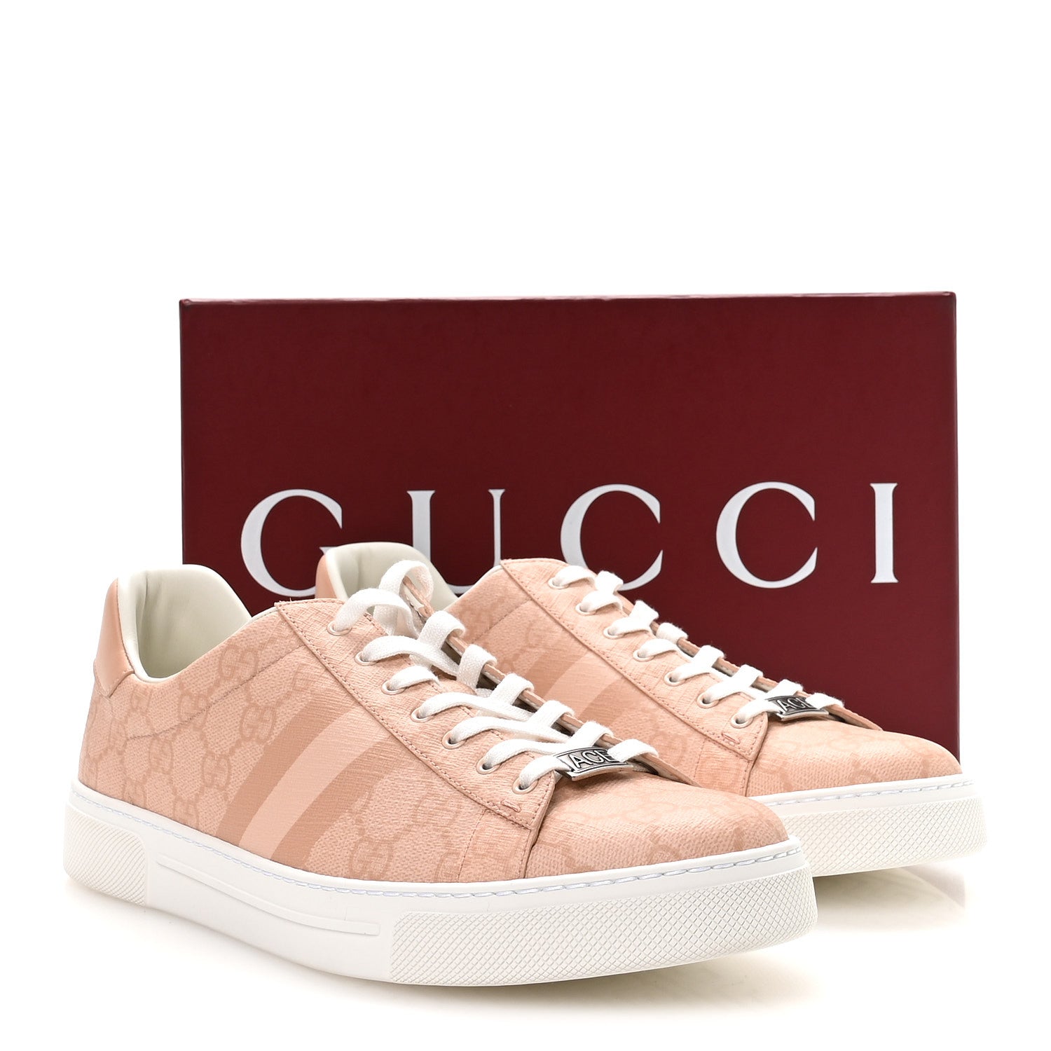 Gucci GG Supreme Tonal Web Womens New Ace Sneakers 41 Pink