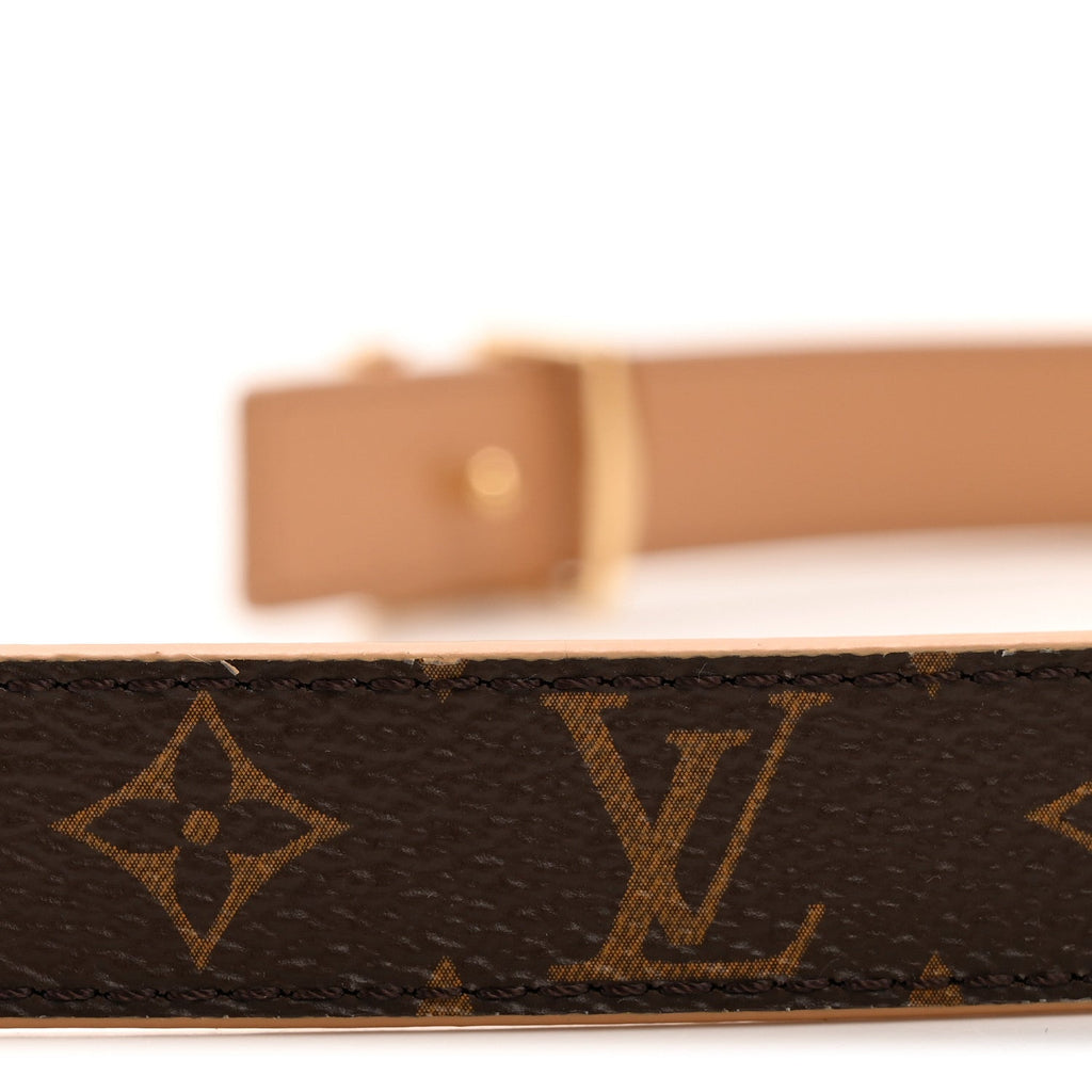 Louis Vuitton Calfskin Monogram 20mm LV Iconic Reversible Belt 85 34 Arizona Beige