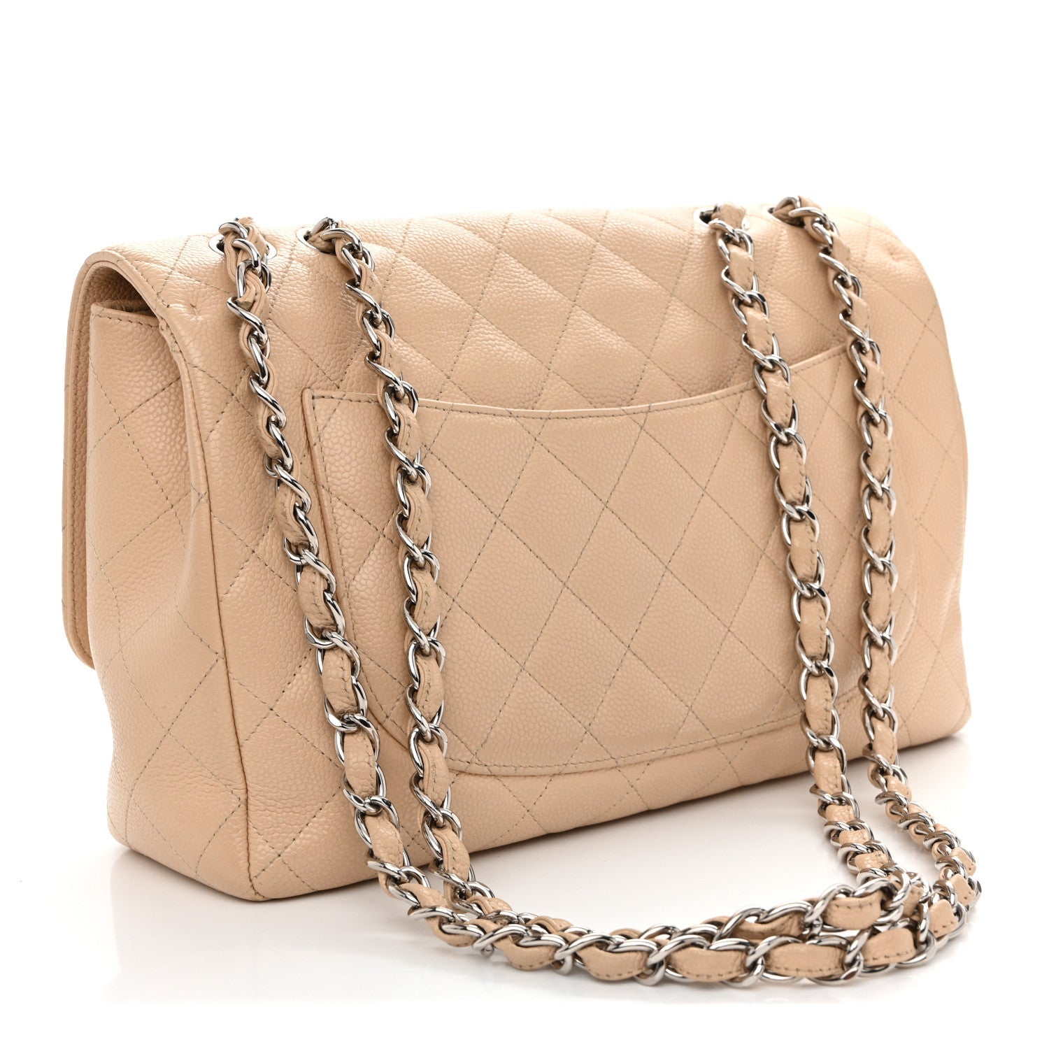 Chanel Caviar Quilted Jumbo Single Flap Beige Clair