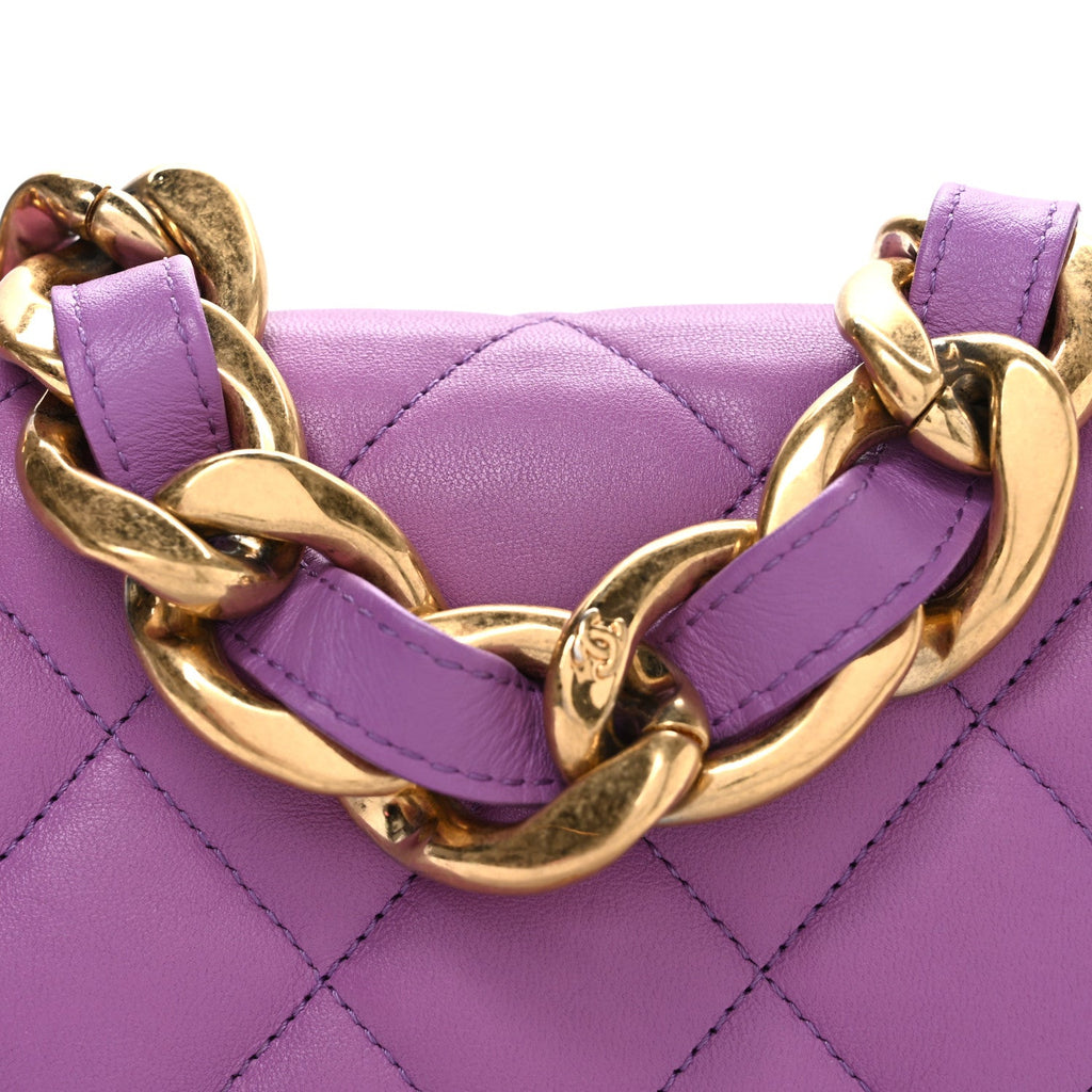 Chanel Lambskin Quilted Small CC Funky Town Flap Purple