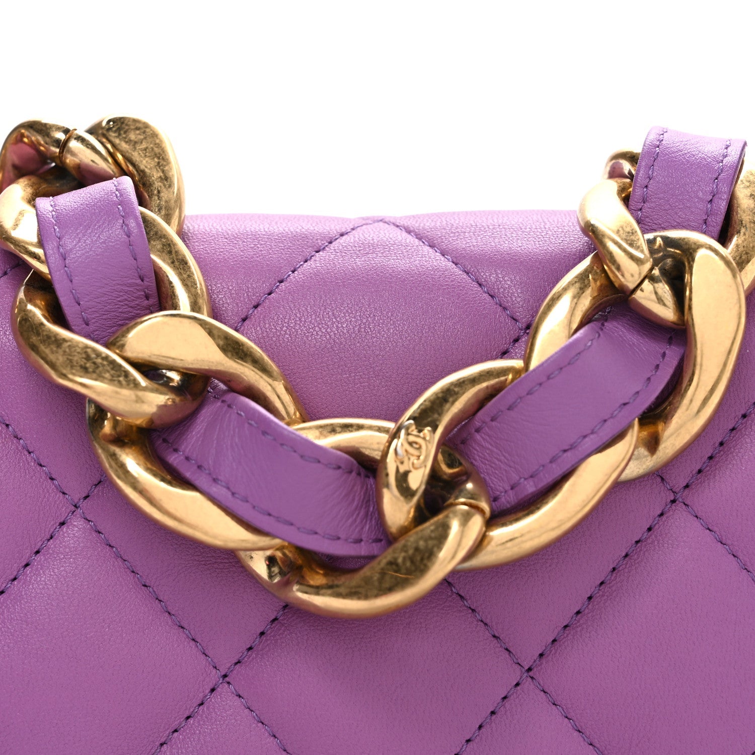 Chanel Lambskin Quilted Small CC Funky Town Flap Purple