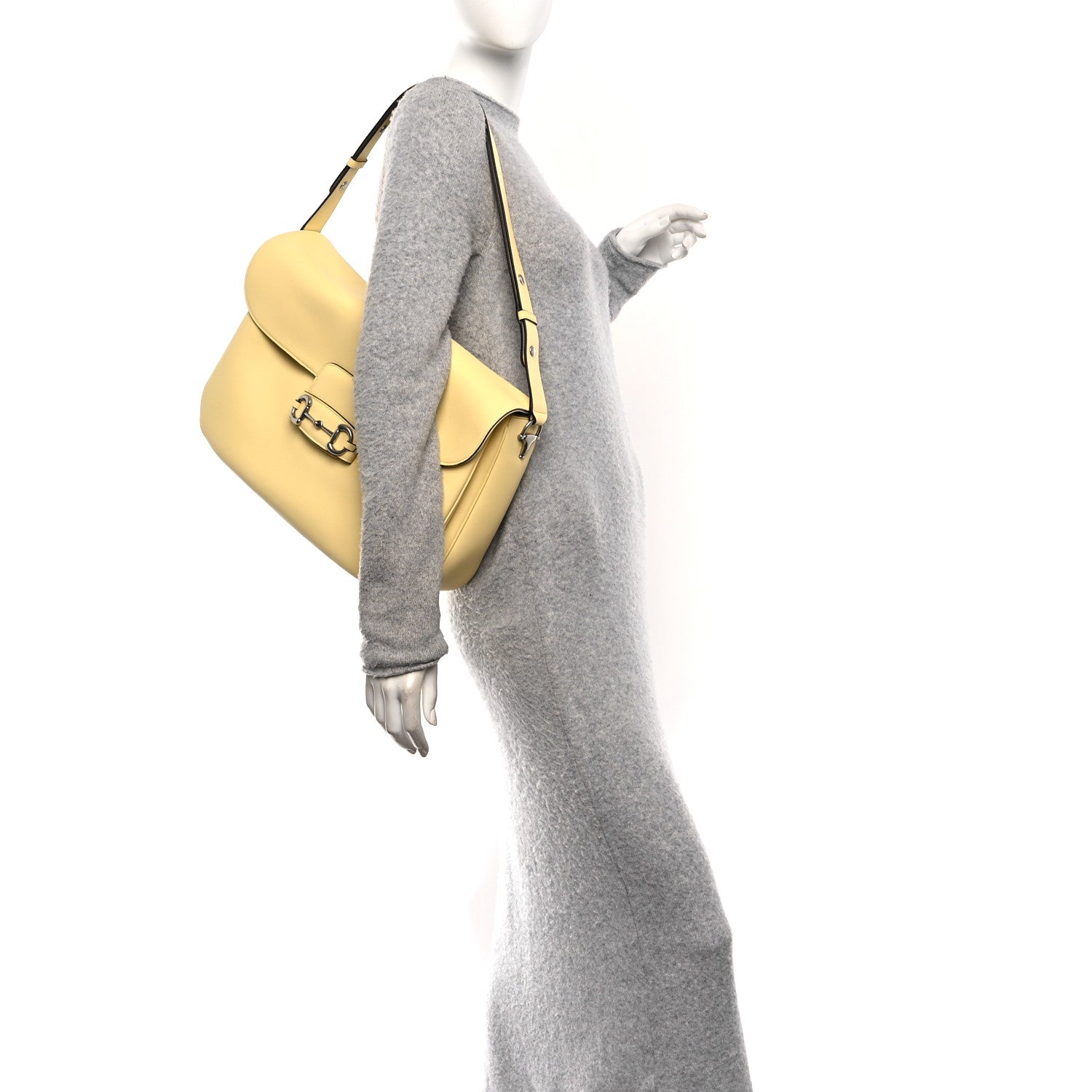 Gucci Calfskin Large Aura Horsebit 1955 Shoulder Bag Butter