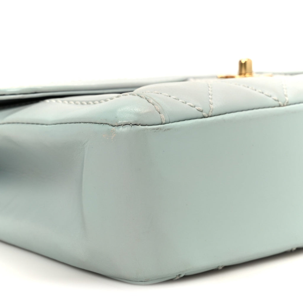 Chanel Calfskin Quilted Wild Stitch Large Flap Light Blue