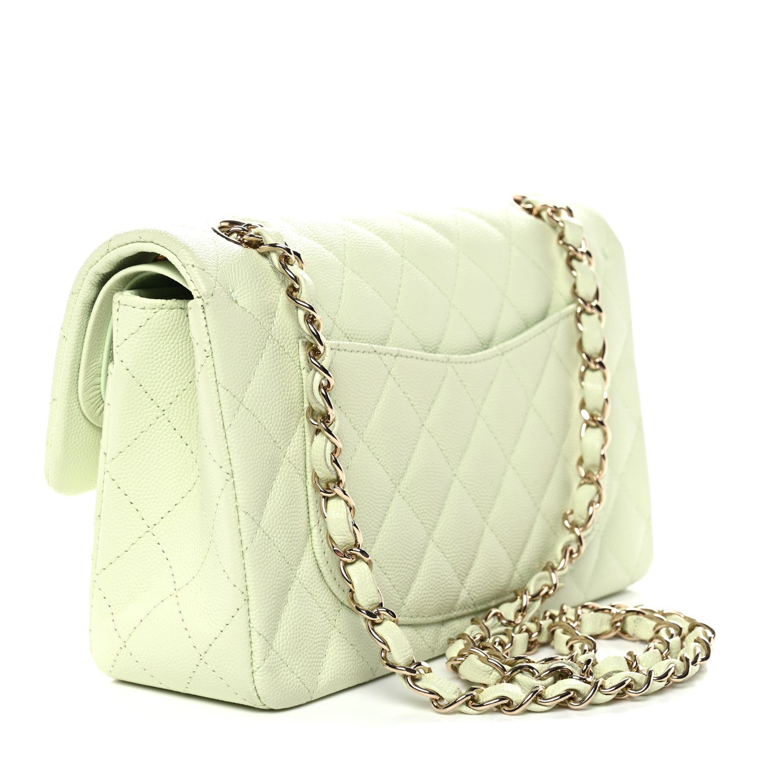 Chanel Caviar Quilted Small Double Flap Light Green