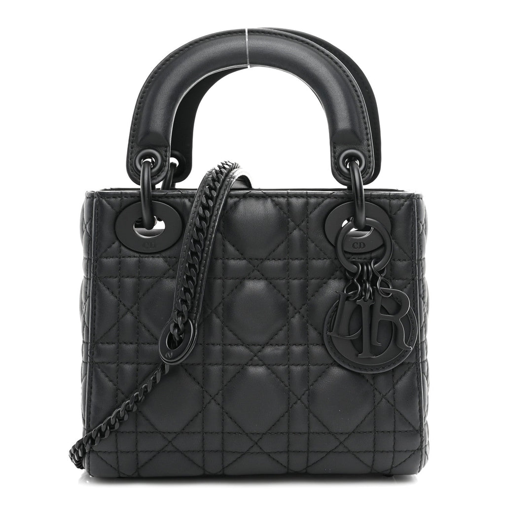Christian Dior Ultra Matte Calfskin Cannage Mini Lady Dior Black