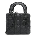 Christian Dior Ultra Matte Calfskin Cannage Mini Lady Dior Black