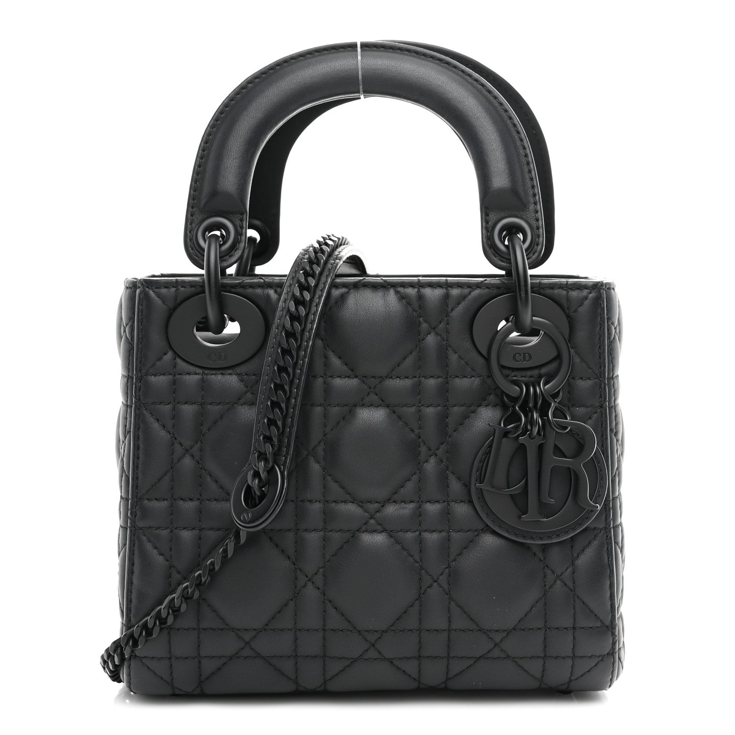 Christian Dior Ultra Matte Calfskin Cannage Mini Lady Dior Black