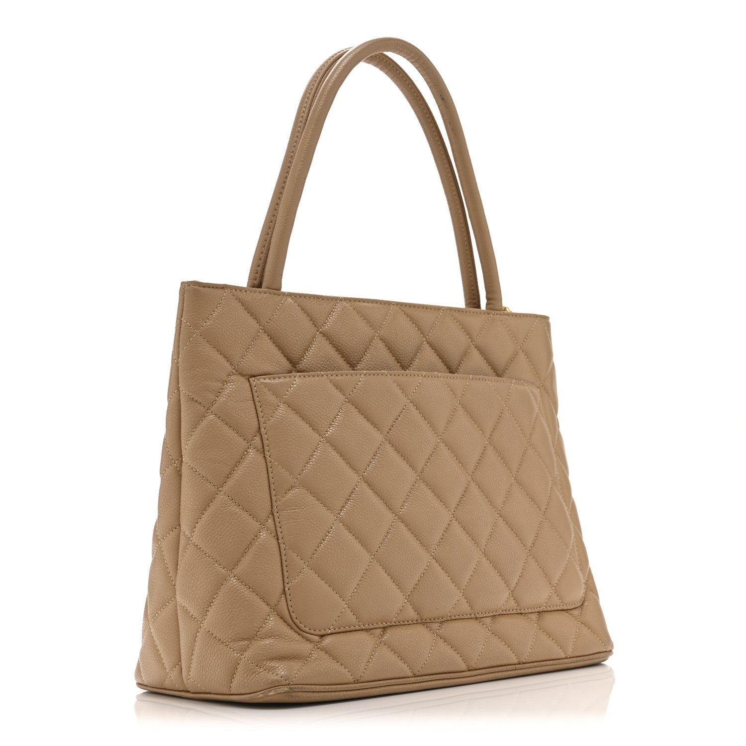 Chanel Caviar Quilted Medallion Tote Beige