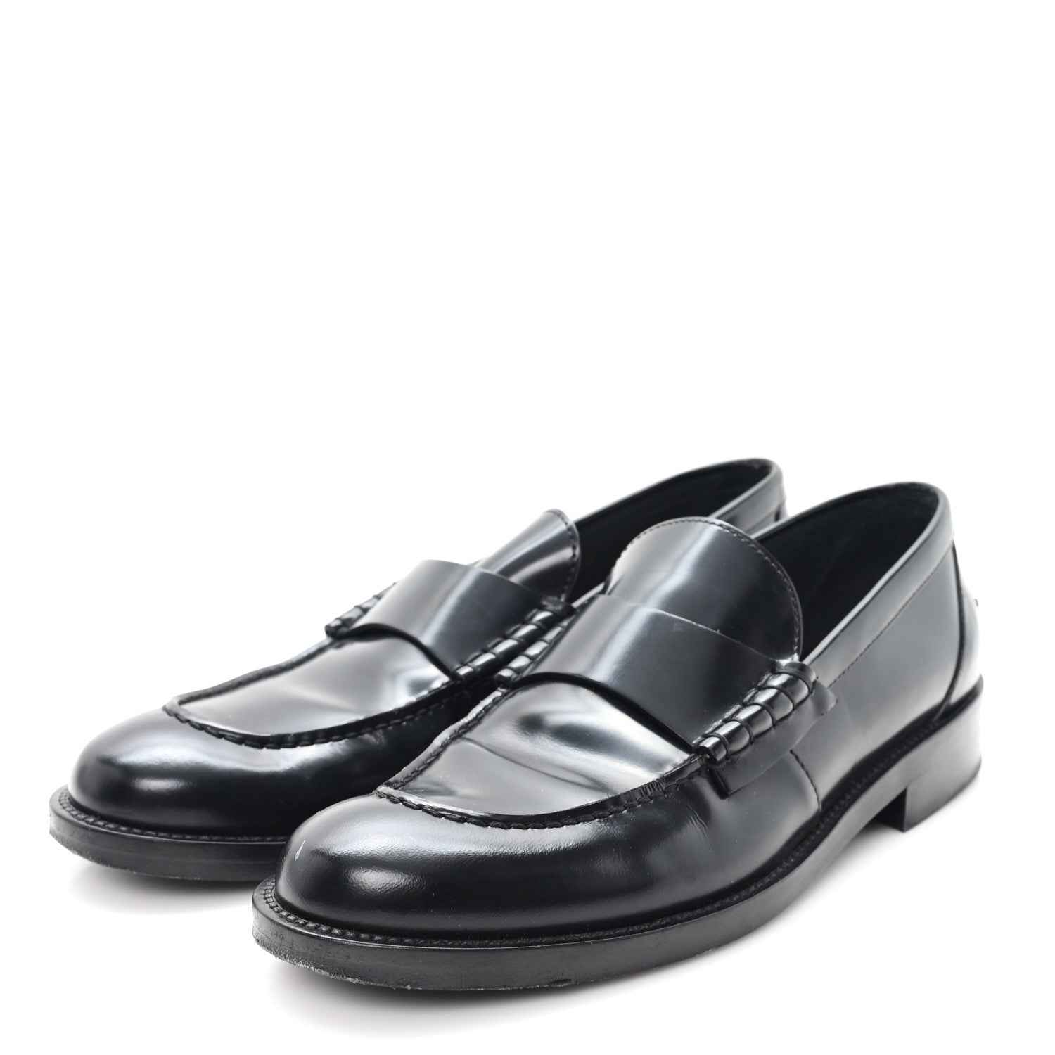 Chanel Shiny Calfskin Logo Loafers 38.5 Black