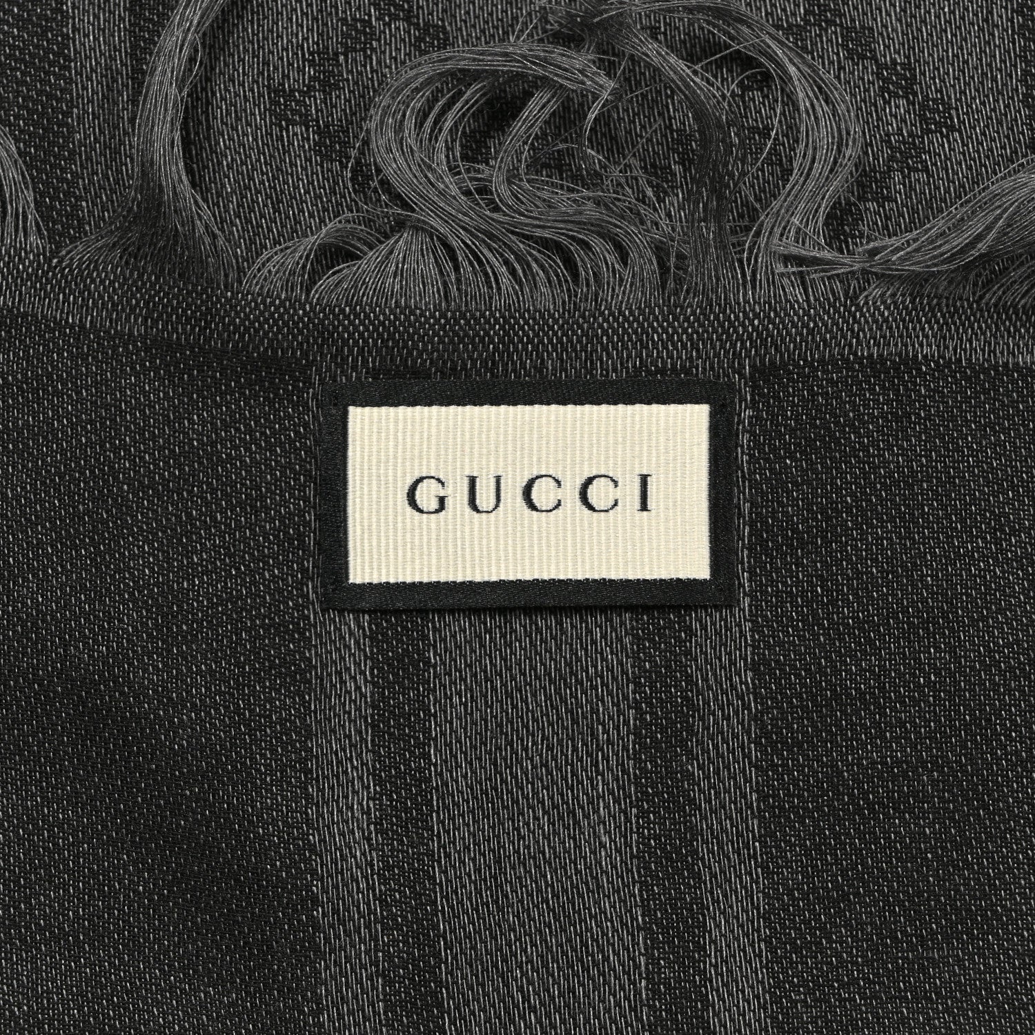 Gucci Wool Silk GG Monogram Diamante Plaid Surviee Shawl Graphite Black