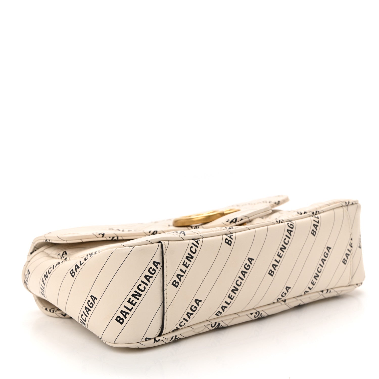 Gucci X BALENCIAGA Calfskin Matelasse Logo Print Small GG Marmont Shoulder Bag White