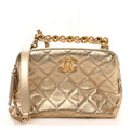 Chanel Metallic Lambskin Quilted Mini Bowling Bag Gold