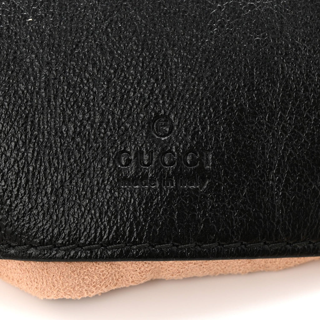 Gucci Vintage Effect Calfskin Matelasse Diagonal Mini Torchon GG Marmont 2.0 Bucket Bag Black Romantic Cherry