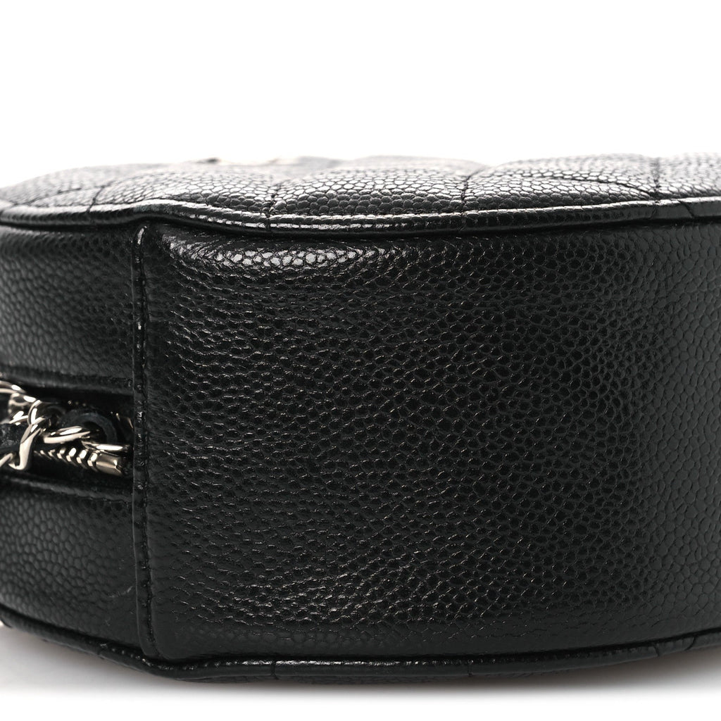 Chanel Caviar Quilted Round Clutch With Chain Black