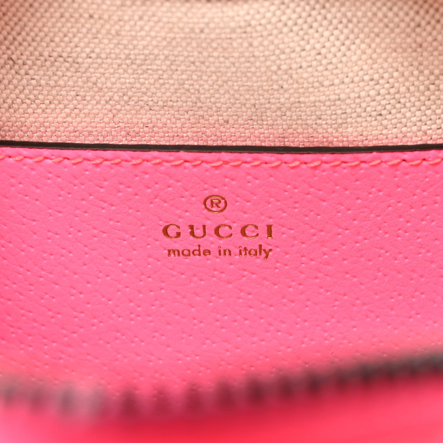 Gucci GG Supreme Monogram Textured Dollar Calfskin Web Ophidia Small Crossbody Bag Beige Ebony Fuchsia