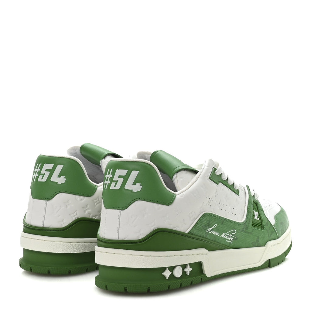 Louis Vuitton Calfskin Monogram Mens LV Trainer Sneakers 8.5 Green