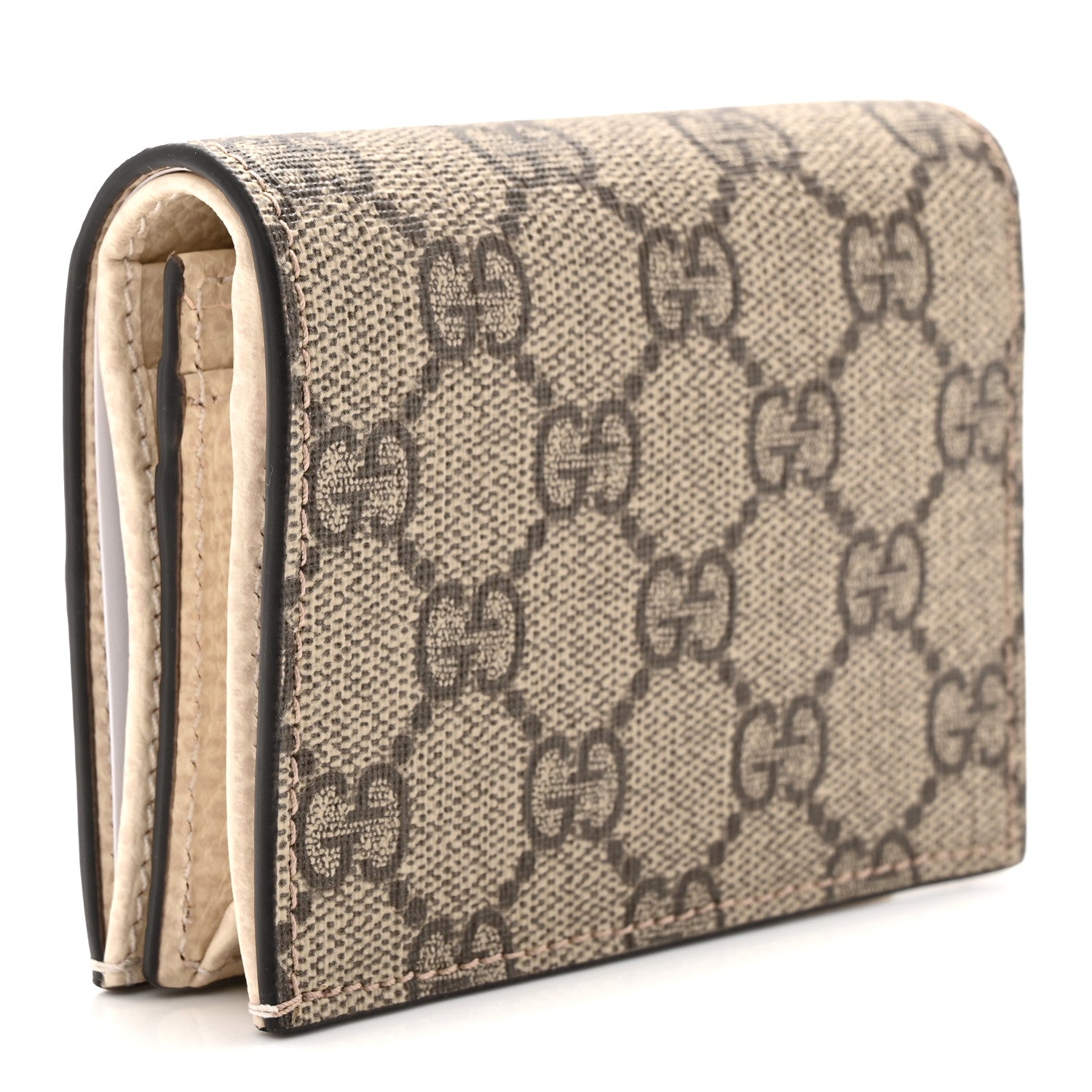 Gucci Dollar Calfskin GG Supreme Monogram GG Marmont Card Case Mystic White Beige Ebony