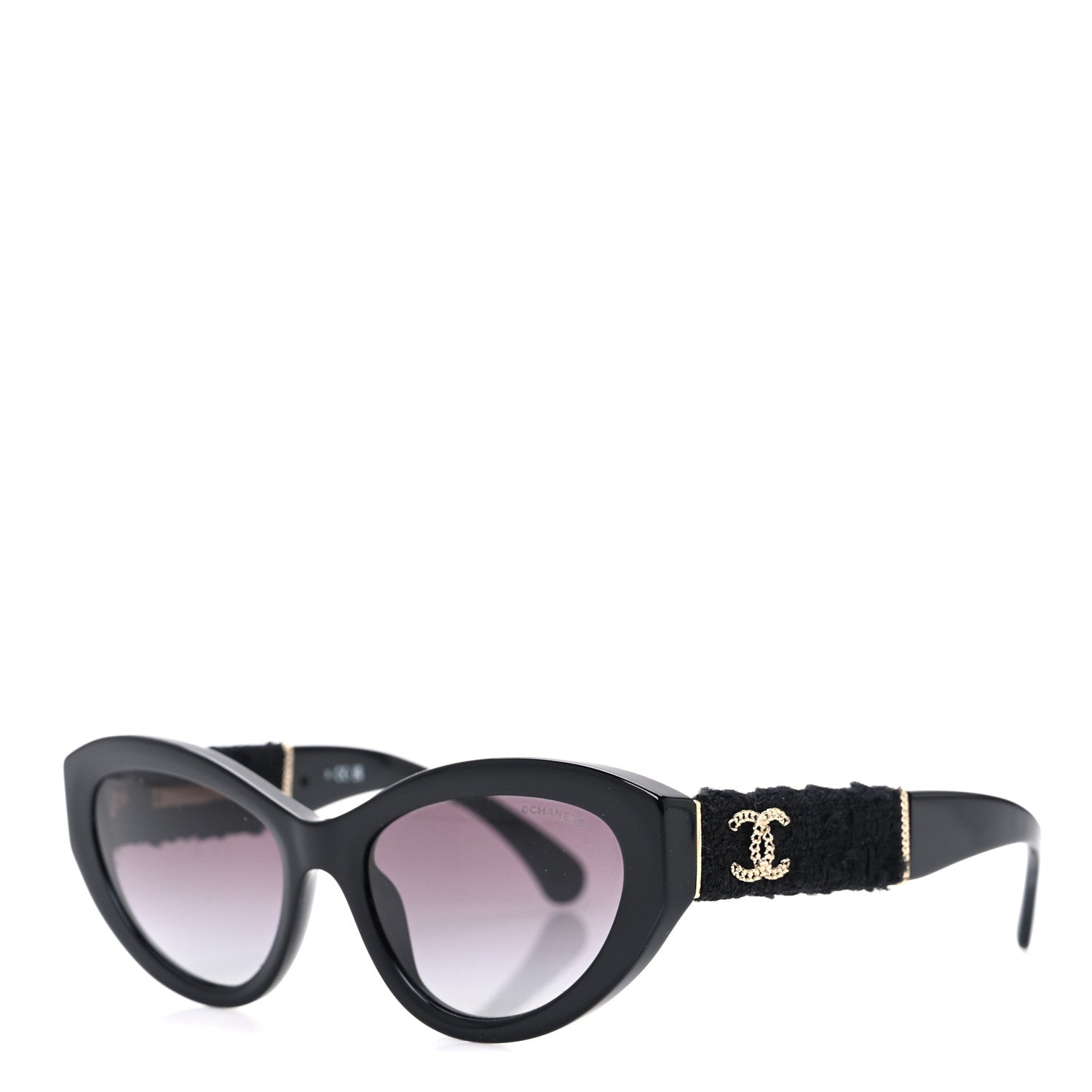 Acetate Tweed Wool CC Chain Sunglasses 5513 Black