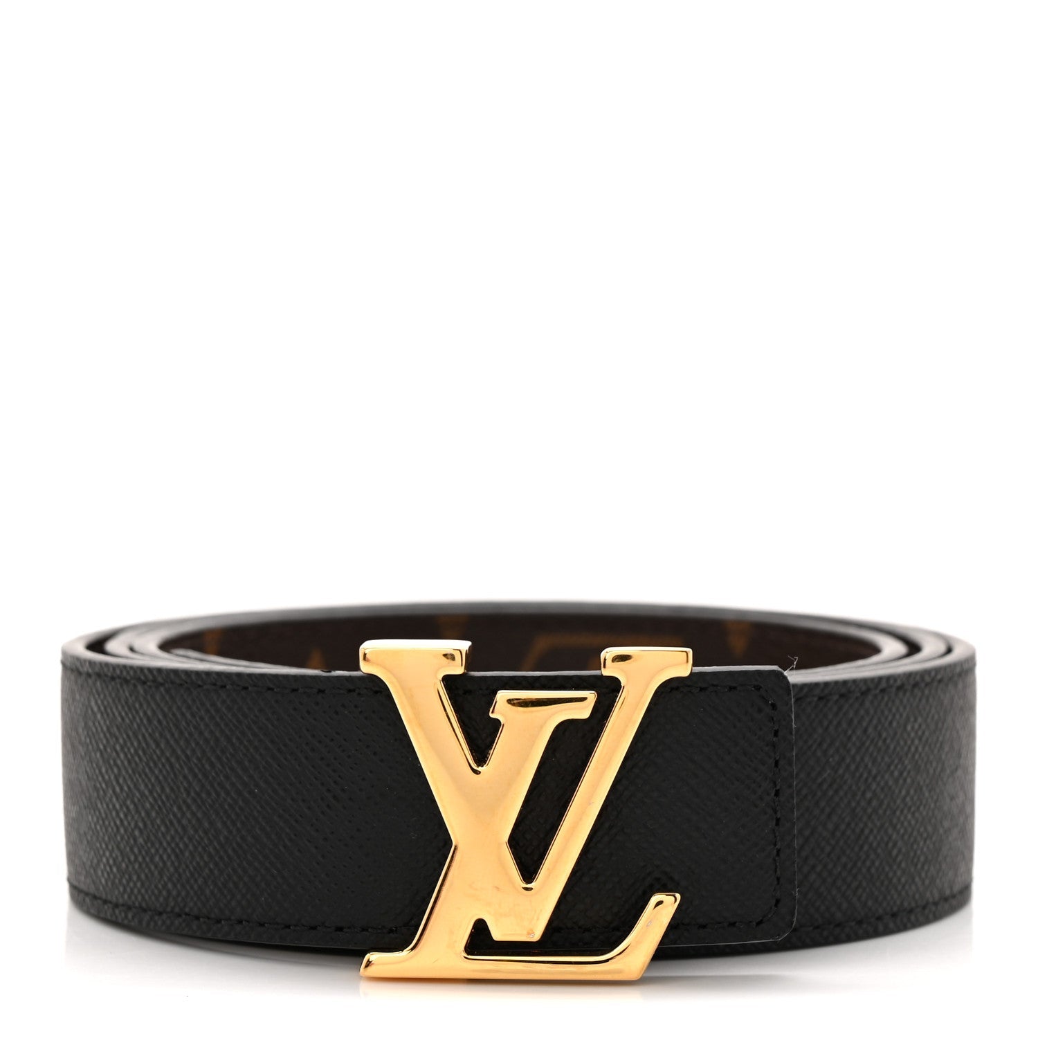 Louis Vuitton Calfskin Monogram 30mm LV Initiales Reversible Belt 85 34 Black