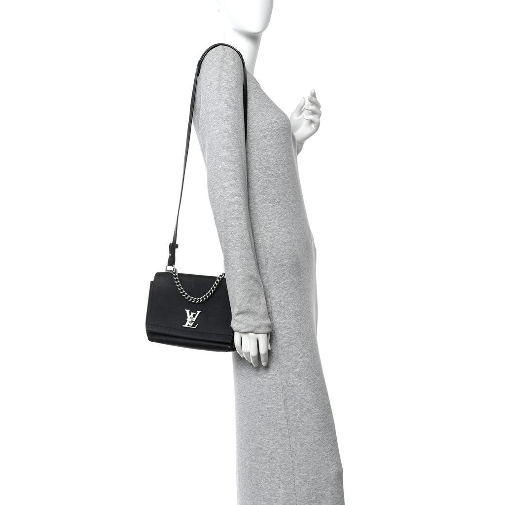 Louis Vuitton Calfskin Lockme II Chain Bag BB Black