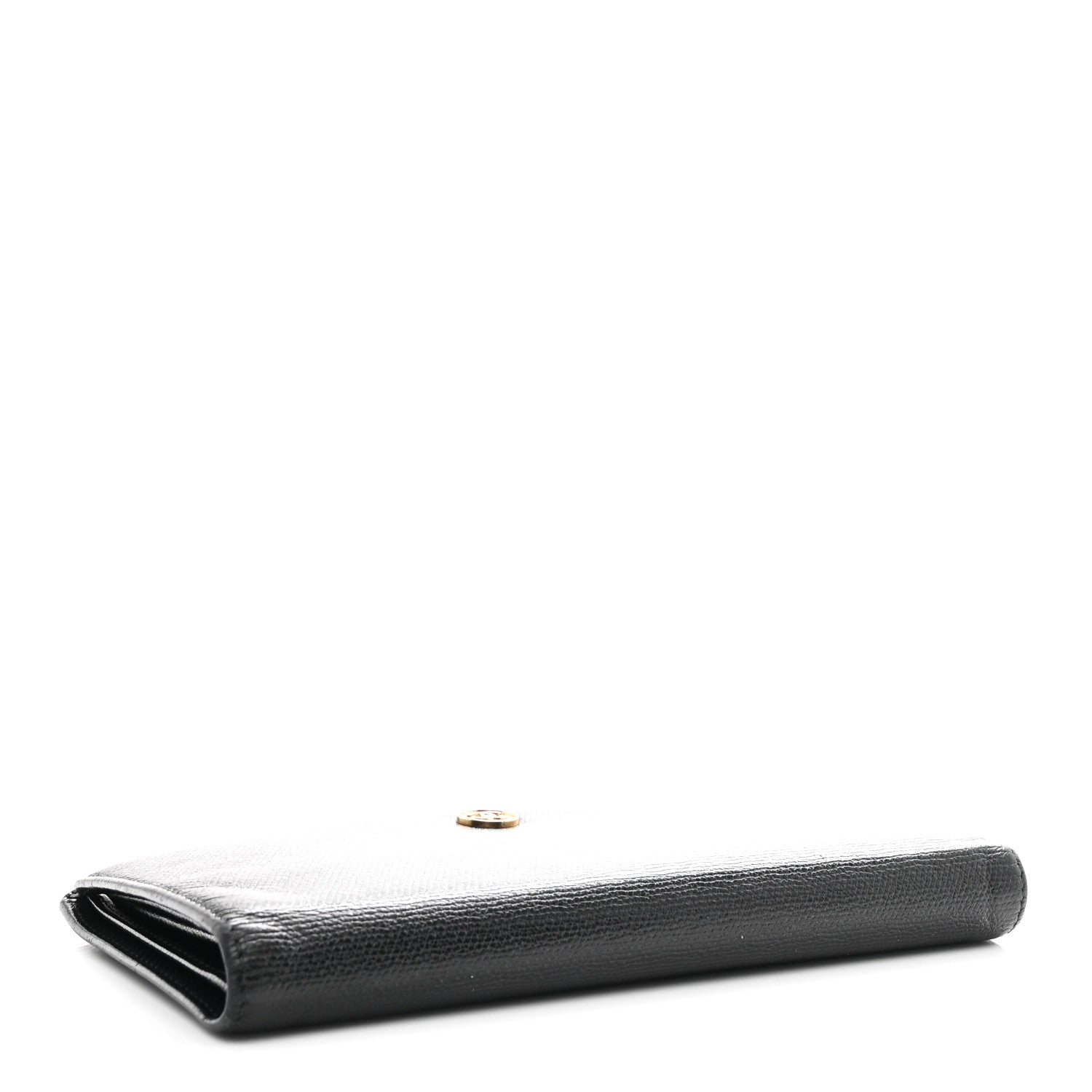 Grained Calfskin CC Button Yen Wallet Black