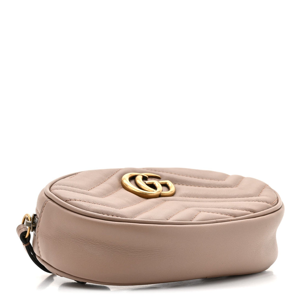 Gucci Calfskin Matelasse GG Marmont Belt Bag 75 30 Porcelain Rose