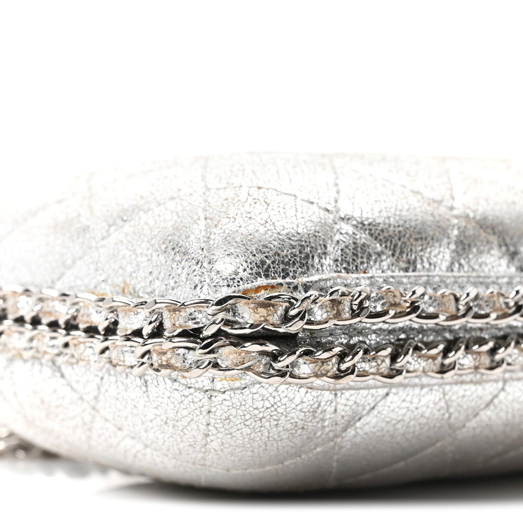 Chanel Metallic Lambskin Small Chain Around Clutch Silver