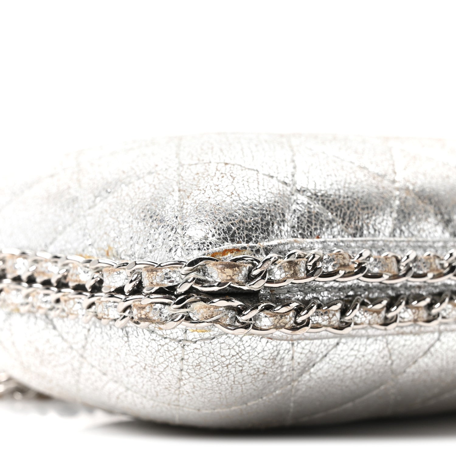 Chanel Metallic Lambskin Small Chain Around Clutch Silver