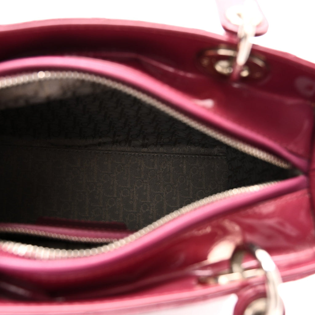 Christian Dior Patent Cannage Medium Lady Dior Dark Pink