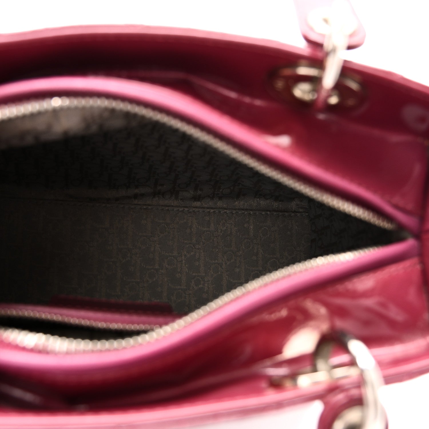 Christian Dior Patent Cannage Medium Lady Dior Dark Pink