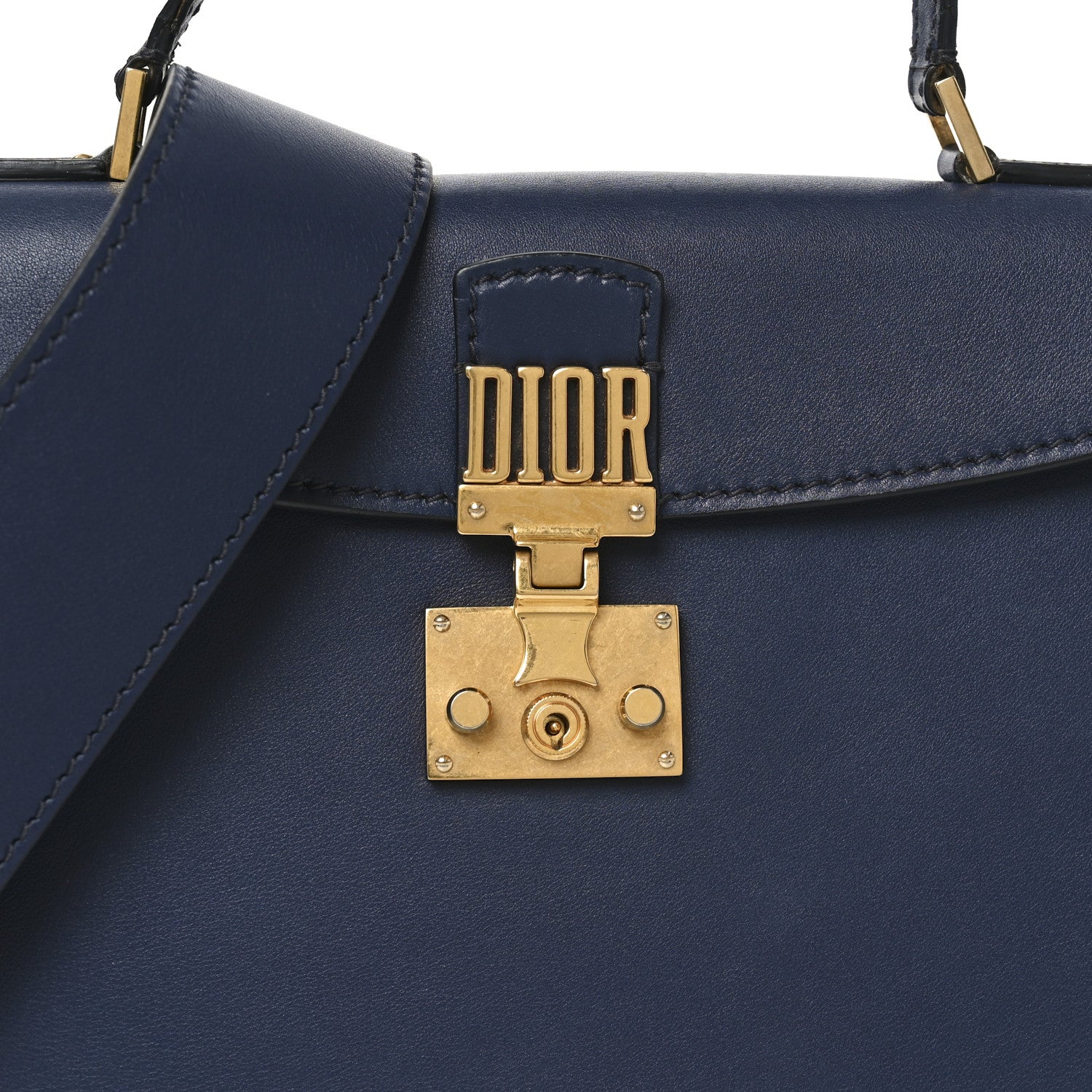 Christian Dior Calfskin Dioraddict Top Handle Navy Blue