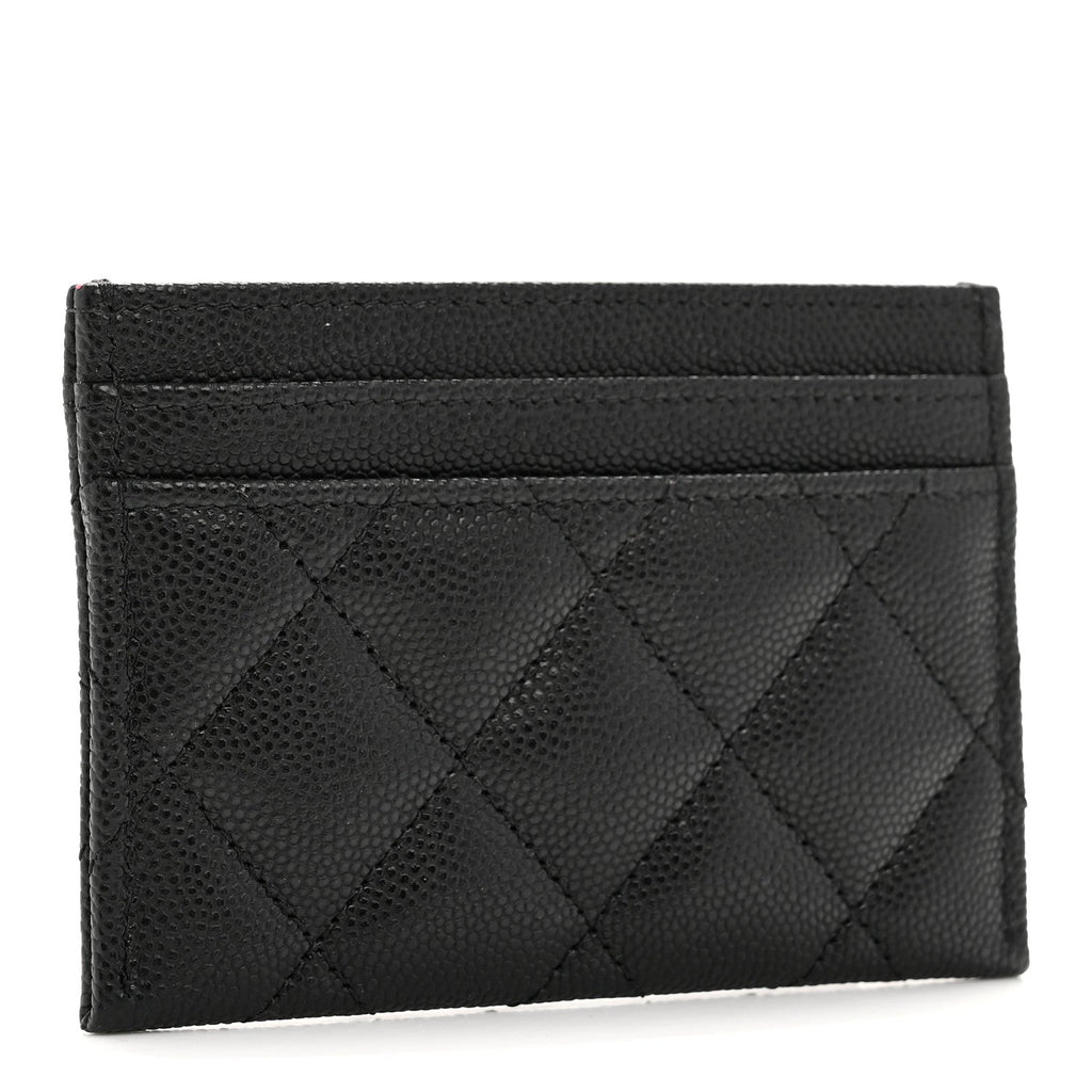 Caviar Metal Perforated Quilted Card Holder Black