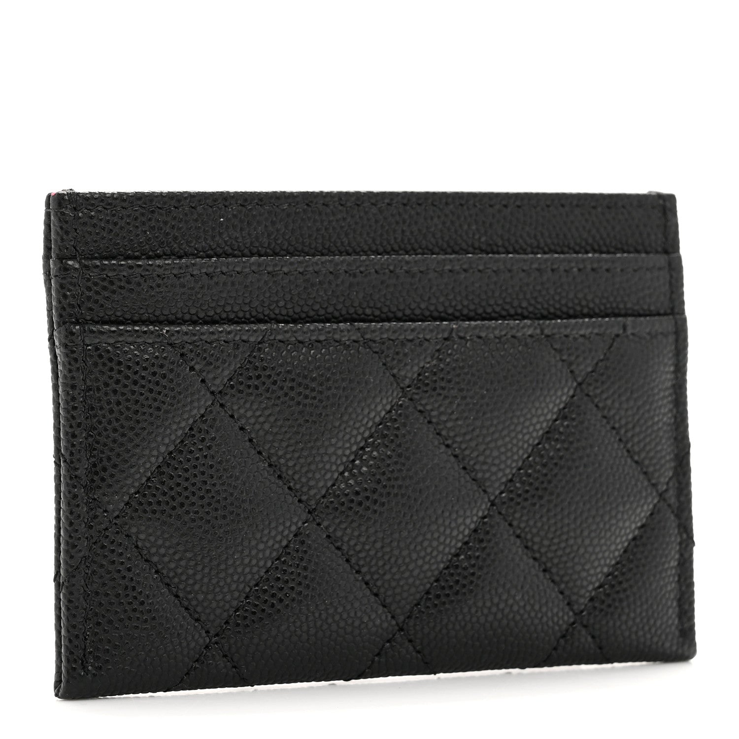 Caviar Metal Perforated Quilted Card Holder Black