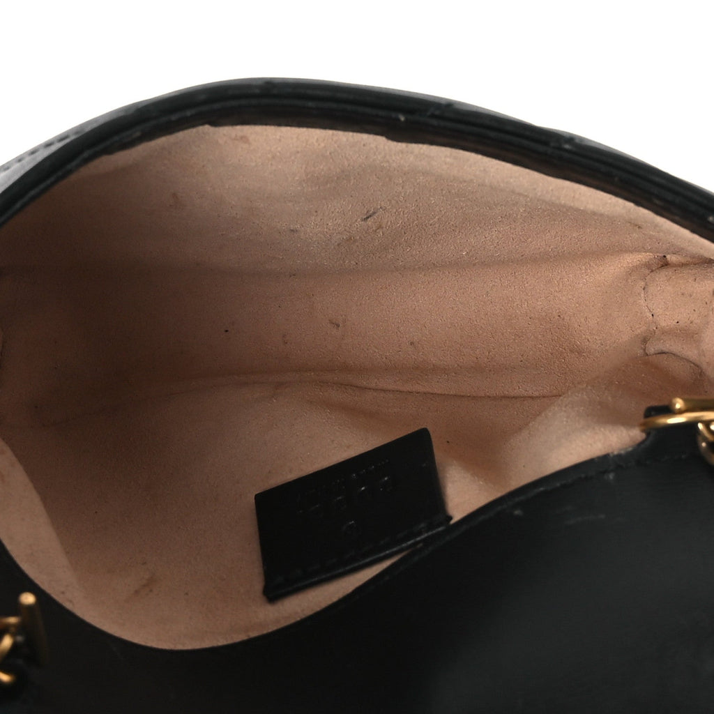 Gucci Calfskin Matelasse Super Mini GG Marmont Shoulder Bag Black