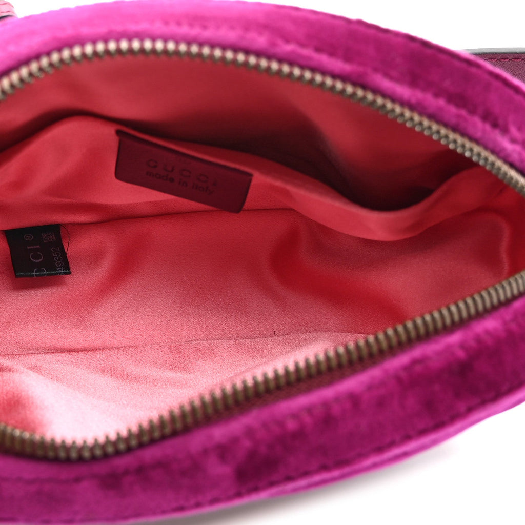 Gucci Velvet Matelasse GG Marmont Belt Bag 95 38 Fuchsia Violet Cyclamen