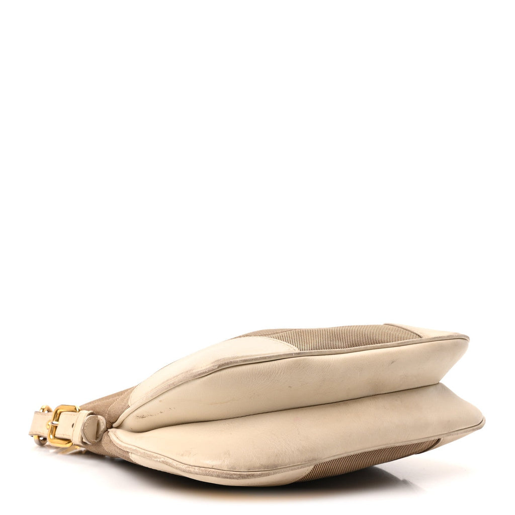 Prada Jacquard Logo Shoulder Bag Corda Cera