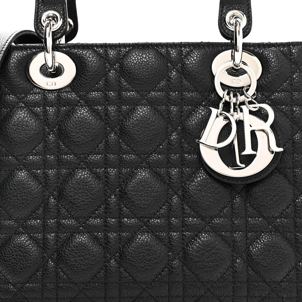 Christian Dior Grained Calfskin Cannage Medium Lady Dior Black
